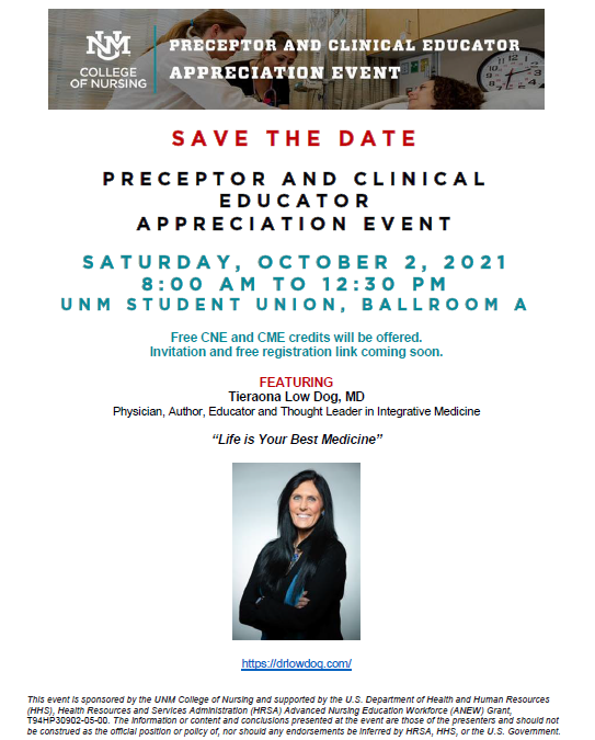 SAVETHEDATE UNM College of Nursing Preceptor & Clinical Educator